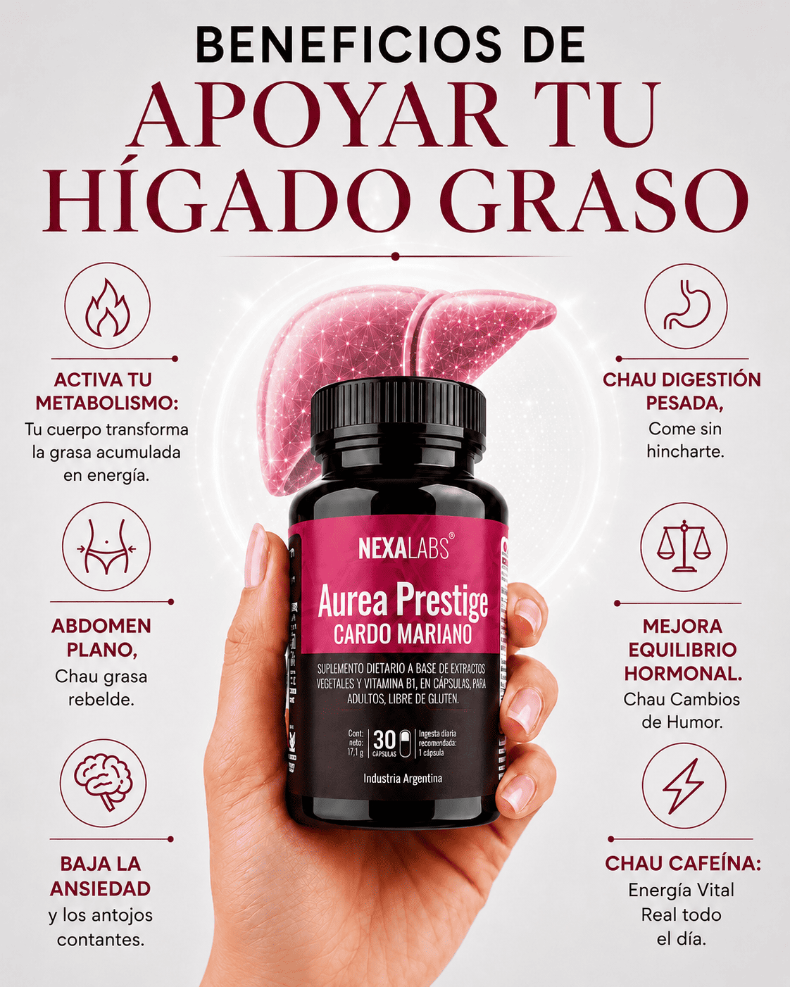 Aurea Prestige - Tu Aliado para el higado graso. Deshinchate y Recupera tu Energía Vital